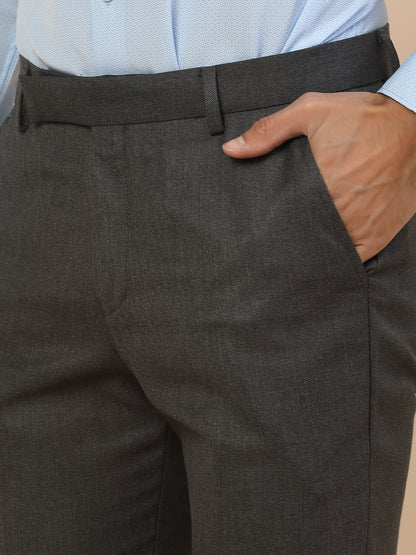 Formal Trouser for Men | Breathable & Soft with Color Fastness Regular Fit Polycotton Fabric Self Design Pattern Hook & Bar Closure