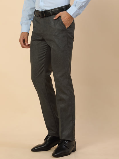 Formal Trouser for Men | Breathable & Soft with Color Fastness Regular Fit Polycotton Fabric Self Design Pattern Hook & Bar Closure