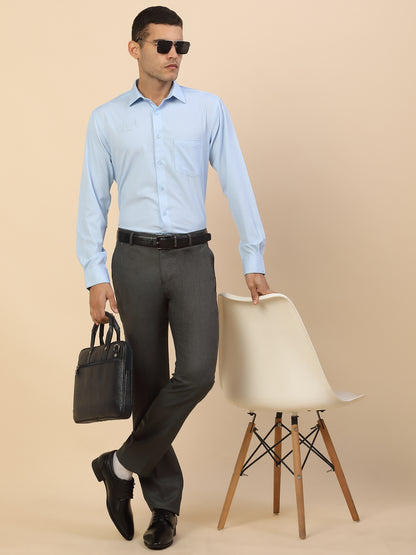 Formal Trouser for Men | Breathable & Soft with Color Fastness Regular Fit Polycotton Fabric Self Design Pattern Hook & Bar Closure