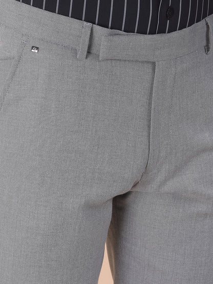 Men's Fawn Regular Fit Self Design Formal Trouser