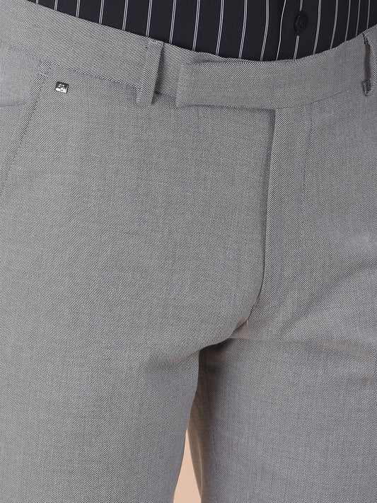 Men's Fawn Regular Fit Self Design Formal Trouser