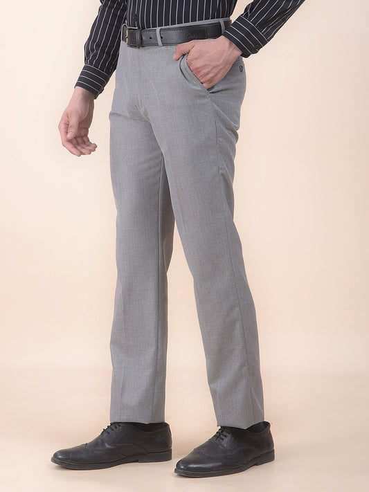 Men's Fawn Regular Fit Self Design Formal Trouser