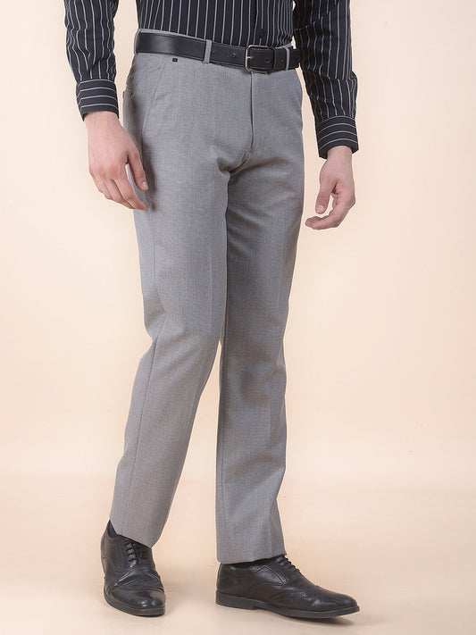 Men's Fawn Regular Fit Self Design Formal Trouser
