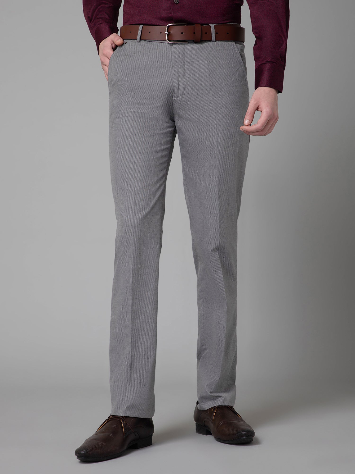 Buy Manatee Grey Normal Fit Pant For Men