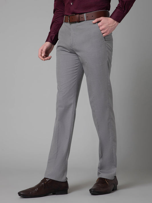 Formal Trouser for Men | Breathable & Soft with Color Fastness Regular Fit Poly Viscose Fabric Self Design Pattern Hook & Eye Closure