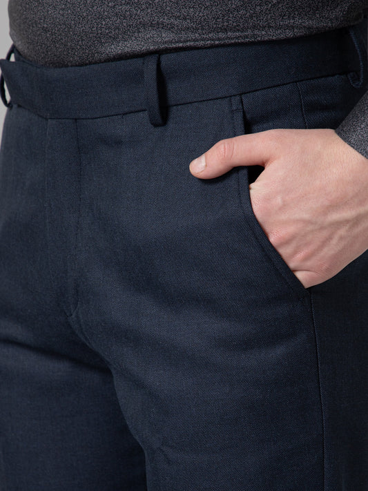 Formal Trouser for Men | Breathable & Soft with Color Fastness Regular Fit Poly Viscose Fabric Self Design Pattern Hook & Eye Closure