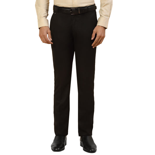 Formal Trouser for Men | Breathable & Soft with Color Fastness Regular Fit Polycotton Fabric Self Design Pattern Hook & Bar Closure