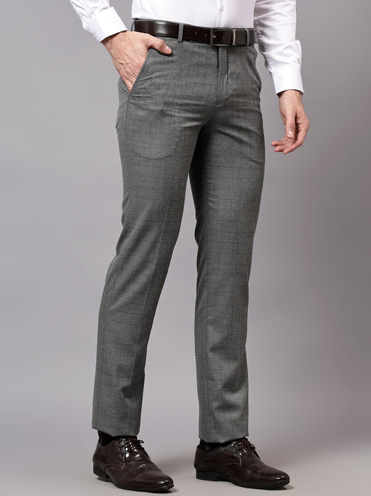 Formal Trouser for Men | Breathable & Soft with Color Fastness Regular Fit Poly Viscose Fabric Self Design Pattern Hook & Eye Closure