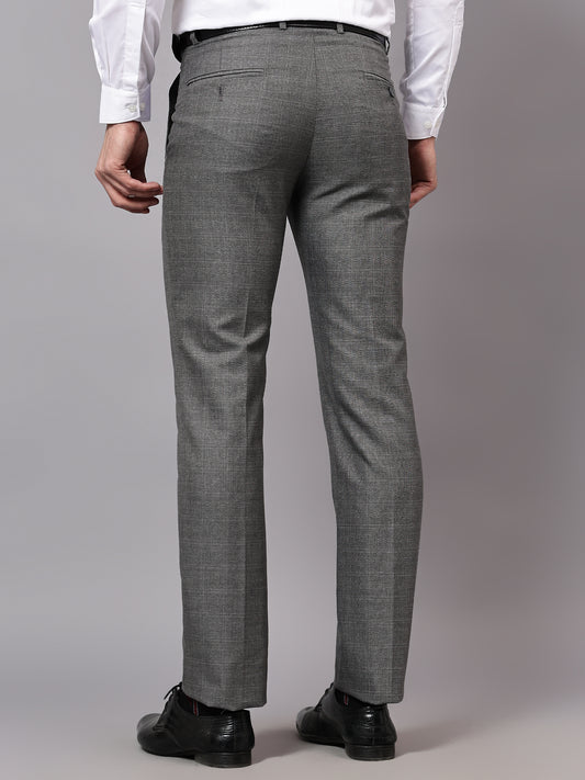 Formal Trouser for Men | Breathable & Soft with Color Fastness Regular Fit Poly Viscose Fabric Checkered Pattern Hook & Eye Closure
