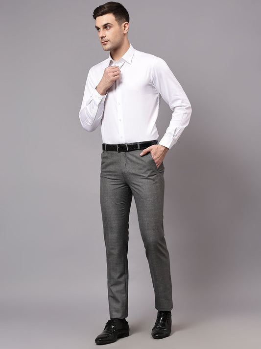 Formal Trouser for Men | Breathable & Soft with Color Fastness Regular Fit Poly Viscose Fabric Checkered Pattern Hook & Eye Closure