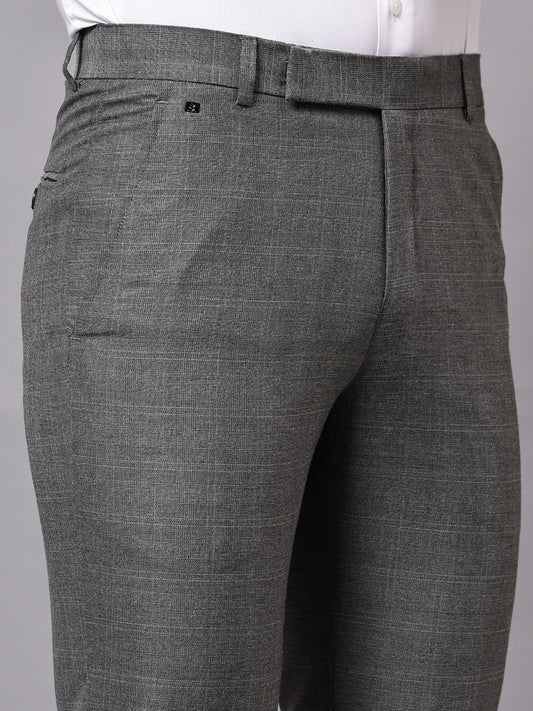 Formal Trouser for Men | Breathable & Soft with Color Fastness Regular Fit Poly Viscose Fabric Checkered Pattern Hook & Eye Closure
