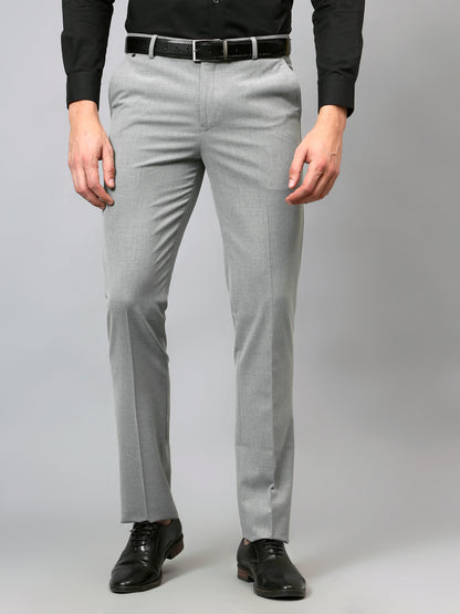 Men's Formal Flat front Grey  Trousers