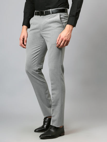 Men's Formal Flat front Grey  Trousers