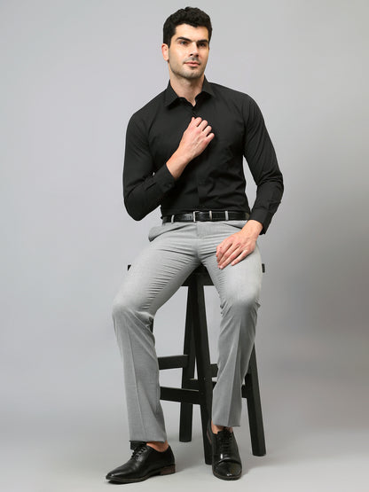 Men's Formal Flat front Grey  Trousers