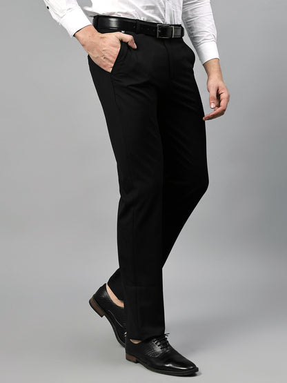 Men's Formal Flat front Black  Trousers