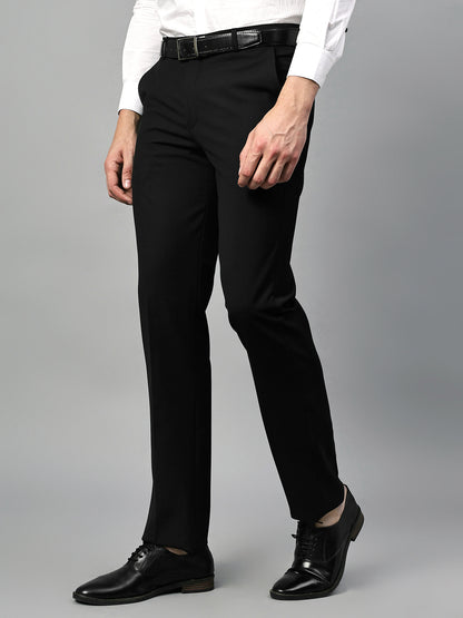 Men's Formal Flat front Black  Trousers