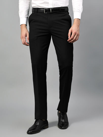 Men's Formal Flat front Black  Trousers