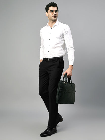 Men's Formal Flat front Black  Trousers