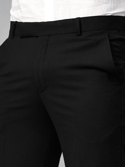 Men's Formal Flat front Black  Trousers