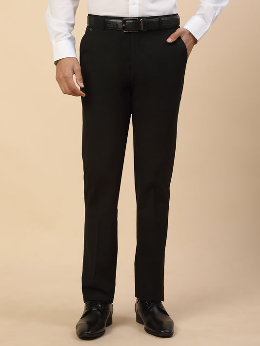 Formal Trouser for Men | Breathable & Soft with Color Fastness Regular Fit Poly Viscose Fabric Solid Pattern Hook & Bar Closure