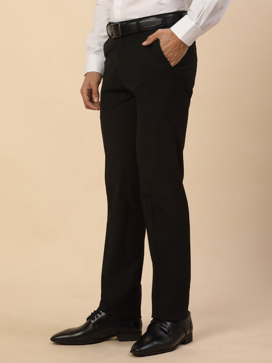 Formal Trouser for Men | Breathable & Soft with Color Fastness Regular Fit Poly Viscose Fabric Solid Pattern Hook & Bar Closure