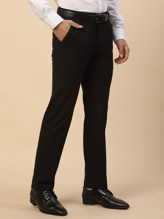 Formal Trouser for Men | Breathable & Soft with Color Fastness Regular Fit Poly Viscose Fabric Solid Pattern Hook & Bar Closure