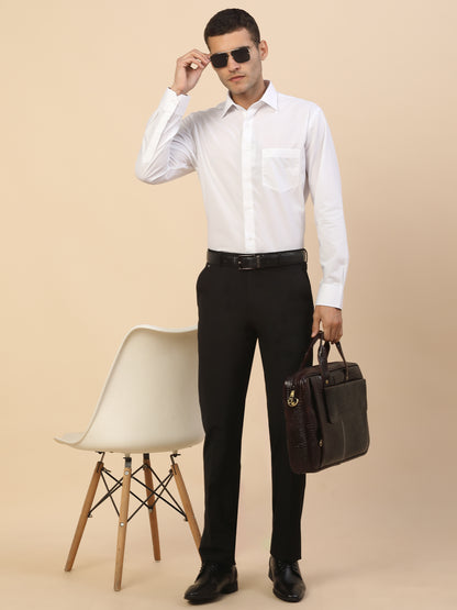 Formal Trouser for Men | Breathable & Soft with Color Fastness Regular Fit Poly Viscose Fabric Solid Pattern Hook & Bar Closure