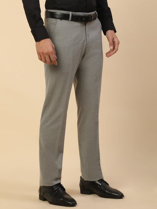 Formal Trouser for Men | Breathable & Soft with Color Fastness Regular Fit Poly Viscose Fabric Solid Pattern Hook & Bar Closure