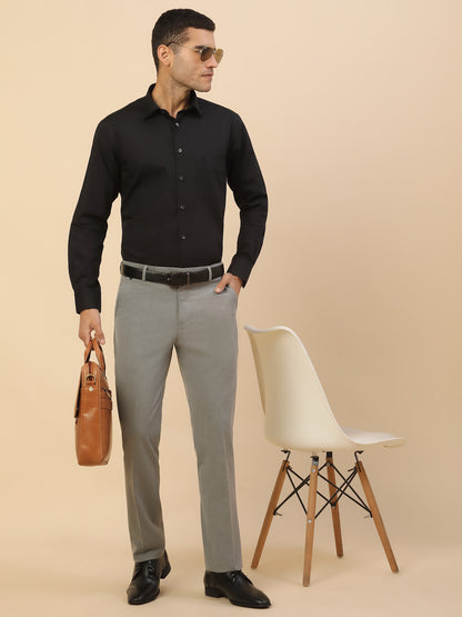 Formal Trouser for Men | Breathable & Soft with Color Fastness Regular Fit Poly Viscose Fabric Solid Pattern Hook & Bar Closure