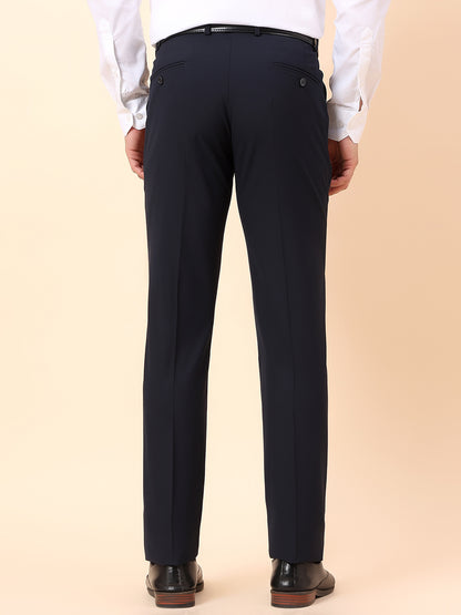 Formal Trouser for Men | Breathable & Soft with Color Fastness Regular Fit Cotton Blend Fabric Solid Pattern Hook & Bar Closure