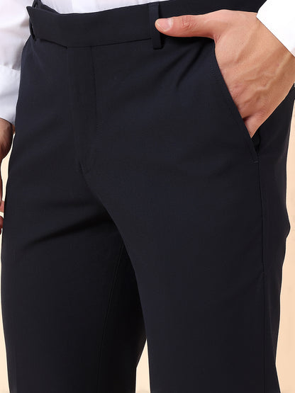 Formal Trouser for Men | Breathable & Soft with Color Fastness Regular Fit Cotton Blend Fabric Solid Pattern Hook & Bar Closure