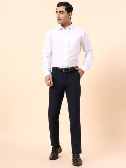 Formal Trouser for Men | Breathable & Soft with Color Fastness Regular Fit Cotton Blend Fabric Solid Pattern Hook & Bar Closure