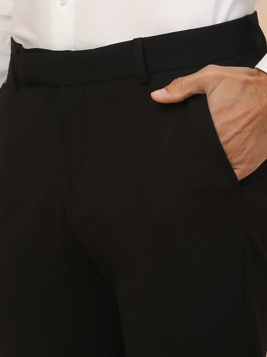 Formal Trouser for Men | Breathable & Soft with Color Fastness Regular Fit Poly Viscose Fabric Solid Pattern Hook & Bar Closure