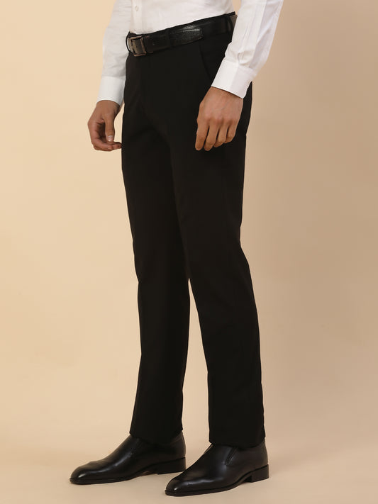 Formal Trouser for Men | Breathable & Soft with Color Fastness Regular Fit Poly Viscose Fabric Solid Pattern Hook & Bar Closure