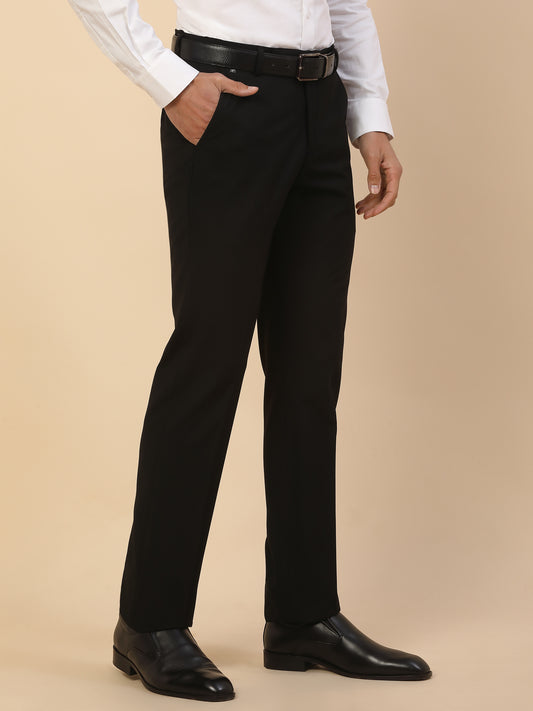 Formal Trouser for Men | Breathable & Soft with Color Fastness Regular Fit Poly Viscose Fabric Solid Pattern Hook & Bar Closure