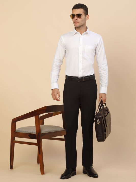 Formal Trouser for Men | Breathable & Soft with Color Fastness Regular Fit Poly Viscose Fabric Solid Pattern Hook & Bar Closure