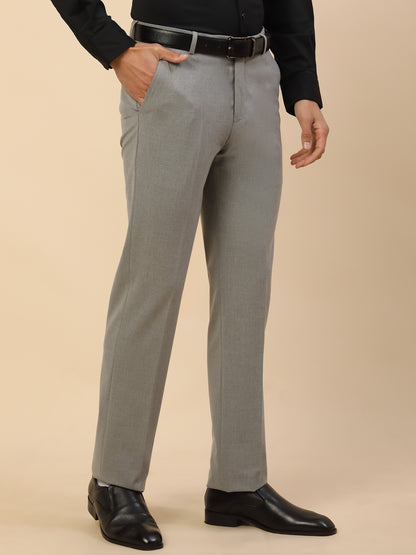 Formal Trouser for Men | Breathable & Soft with Color Fastness Regular Fit Poly Viscose Fabric Solid Pattern Hook & Bar Closure