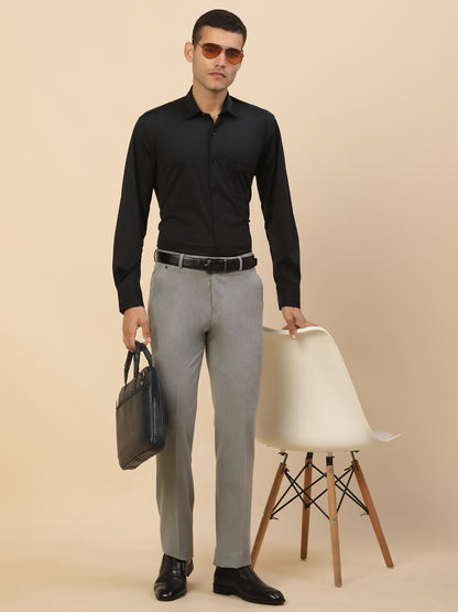 Formal Trouser for Men | Breathable & Soft with Color Fastness Regular Fit Poly Viscose Fabric Solid Pattern Hook & Bar Closure