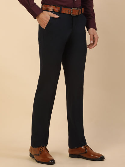 Formal Trouser for Men | Breathable & Soft with Color Fastness Regular Fit Poly Viscose Fabric Solid Pattern Hook & Bar Closure