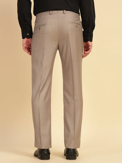 Formal Trouser for Men | Breathable & Soft with Color Fastness Regular Fit Terry Rayon Fabric Self Design Pattern Hook & Eye Closure