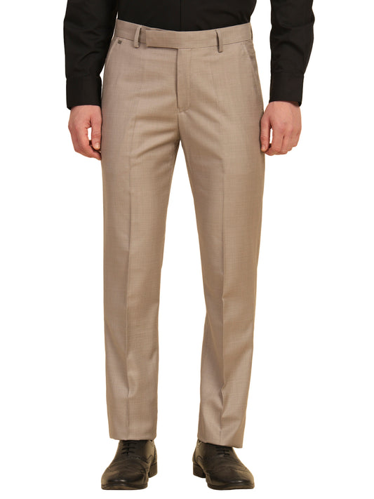 Formal Trouser for Men | Breathable & Soft with Color Fastness Regular Fit Terry Rayon Fabric Self Design Pattern Hook & Eye Closure