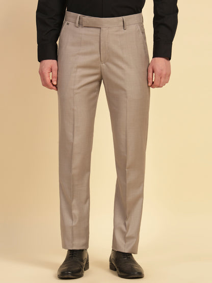 Formal Trouser for Men | Breathable & Soft with Color Fastness Regular Fit Terry Rayon Fabric Self Design Pattern Hook & Eye Closure