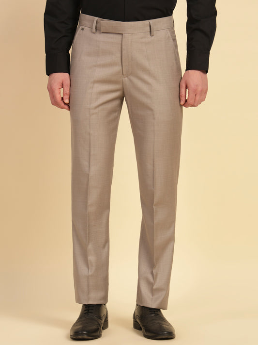 Formal Trouser for Men | Breathable & Soft with Color Fastness Regular Fit Terry Rayon Fabric Self Design Pattern Hook & Eye Closure