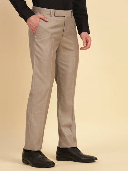 Formal Trouser for Men | Breathable & Soft with Color Fastness Regular Fit Terry Rayon Fabric Self Design Pattern Hook & Eye Closure