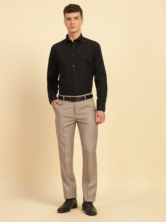 Formal Trouser for Men | Breathable & Soft with Color Fastness Regular Fit Terry Rayon Fabric Self Design Pattern Hook & Eye Closure