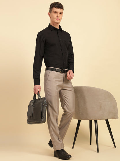 Formal Trouser for Men | Breathable & Soft with Color Fastness Regular Fit Terry Rayon Fabric Self Design Pattern Hook & Eye Closure