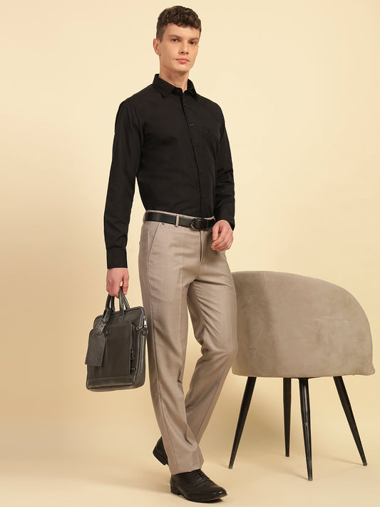 Formal Trouser for Men | Breathable & Soft with Color Fastness Regular Fit Terry Rayon Fabric Self Design Pattern Hook & Eye Closure