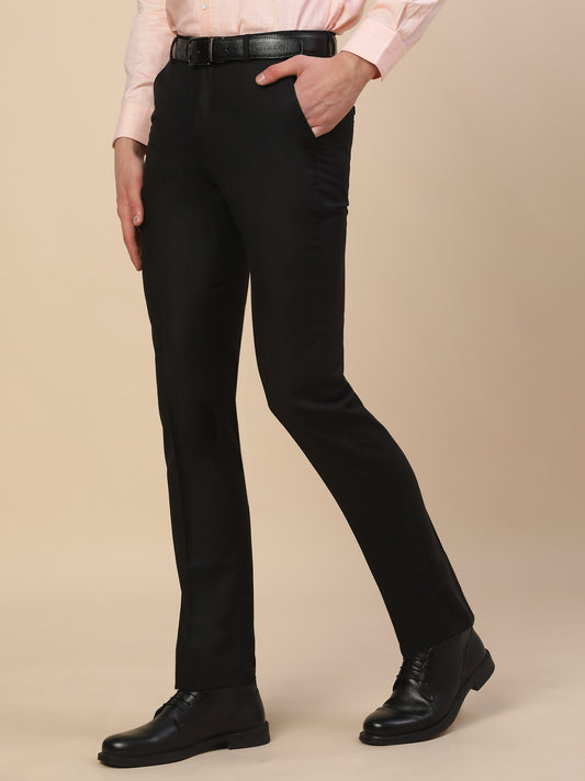 Formal Trouser for Men | Breathable & Soft with Color Fastness Regular Fit Terry Rayon Fabric Solid Pattern Button Closure