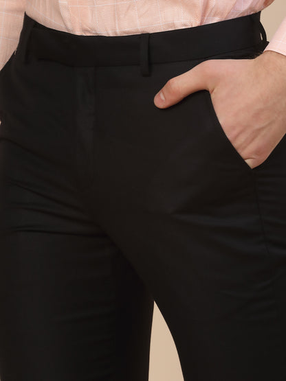 Formal Trouser for Men | Breathable & Soft with Color Fastness Regular Fit Terry Rayon Fabric Solid Pattern Button Closure
