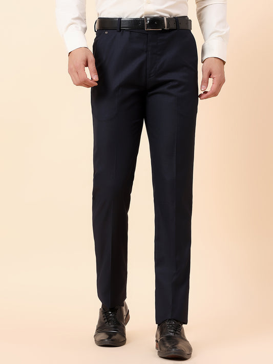 Formal Trouser for Men | Breathable & Soft with Color Fastness Regular Fit Terry Rayon Fabric Solid Pattern Hook & Bar Closure